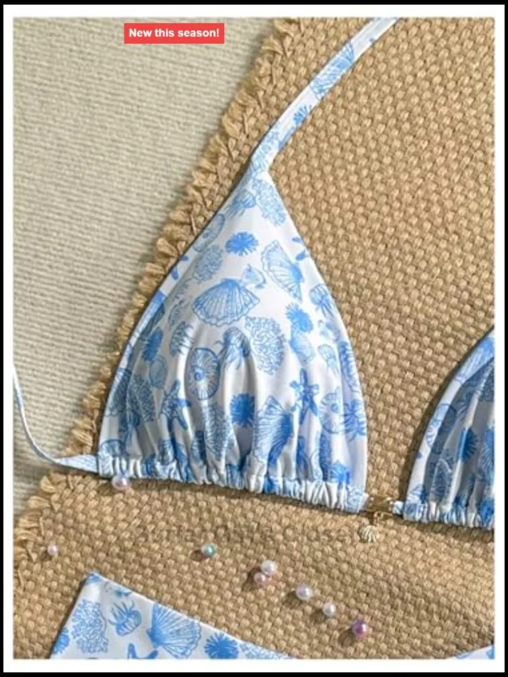 Plus Size 2 Piece Bikini Set Seashell Halter Triangle High Cut Swimsuit